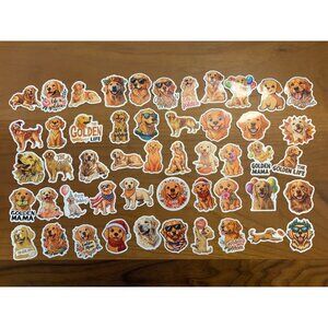 Golden Retriever Cute Dog Waterproof Vinyl 50 PCS Stickers (SKU: 64ST)